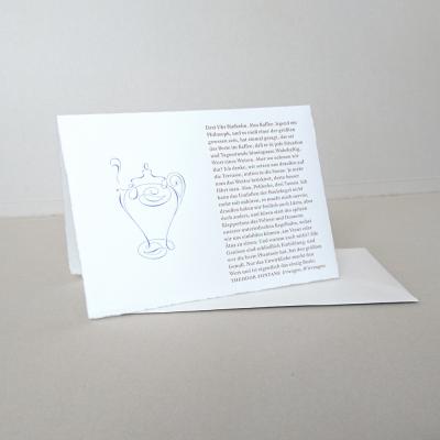 Grußkarte mit Text von Fontane: Einladung zum Kaffee