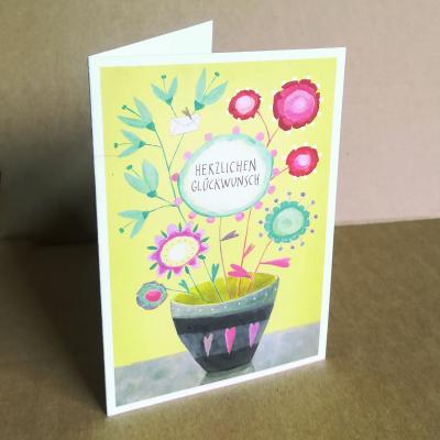Glückwunschkarte mit Blumen: Herzlichen Glückwunsch