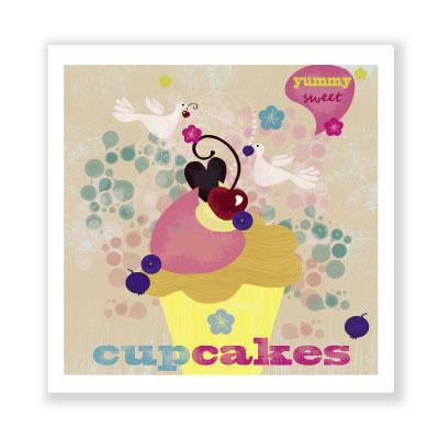 quadratische Grußkarte: cup cakes