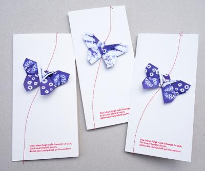 Origami-Grußkarte: Shibori-Schmetterling