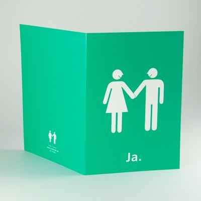große, grüne Hochzeitskarte: Brautpaar + Ja. (DIN A5)