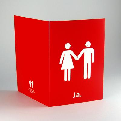 rote, große Hochzeitskarte: Brautpaar + Ja. (DIN A5)