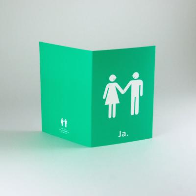 grüne Hochzeitskarte: Brautpaar + Ja. (DIN A6)