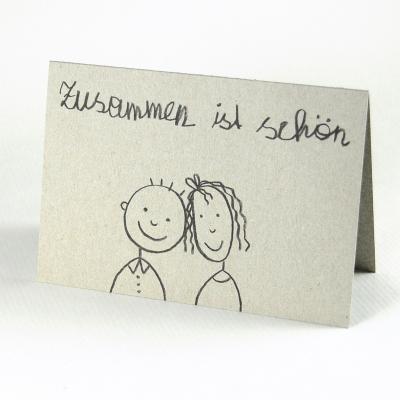 Hochzeitskarte / Freundschaftskarte: Zusammen ist schön (Druck auf Graupappe)