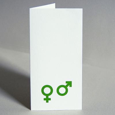 Hochzeitskarte: Symbole für Mann und Frau  (grüner Druck)