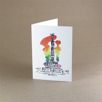 Recyclingkarte: Gay Pride (Siegessäule mit Regenbogenfarben)