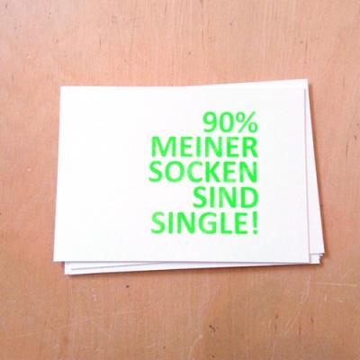 Postkarte: 90% meiner Socken sind Single!
