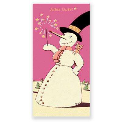 Weihnachts-Postkarte mit weiblichen Schneemann