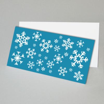türkise Weihnachts-Postkarte: Schneeflocken