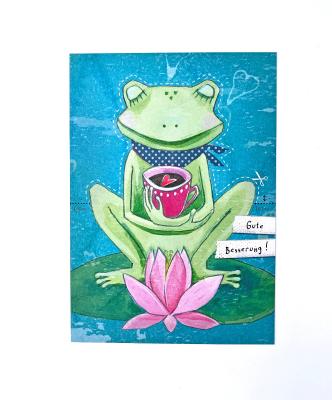 Bastelpostkarte mit Frosch: Gute Besserung!