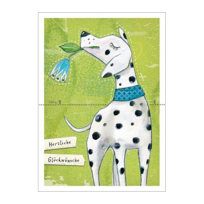 Bastelpostkarte mit Dalmatiner: Herzliche Glückwünsche