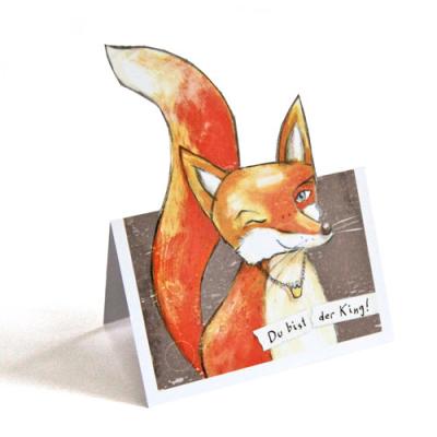 Bastelpostkarte mit Fuchs: Du bist der King!
