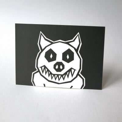 Recycling-Postkarte mit gefährlichem Schwein