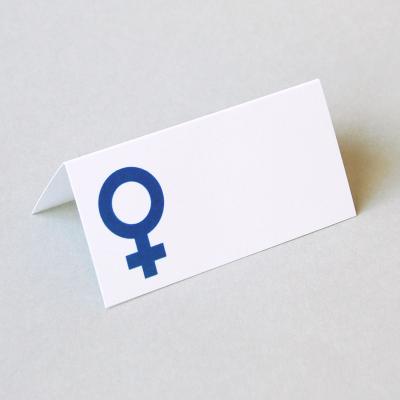 blaue Tischkarte für Frauen (Venussymbol)