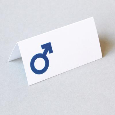 blaue Tischkarte für Männer (Marssymbol)