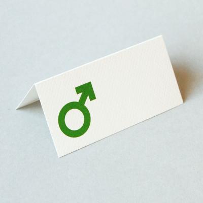 grüne Tischkarte für Männer (Marssymbol)