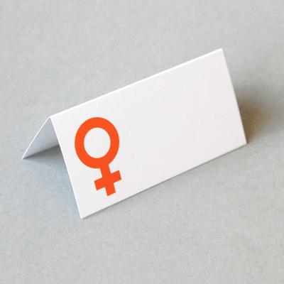 Tischkarte für Frauen mit dem Venussymbol  (oranger Druck)