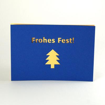 edle, zweiteilige Recycling-Weihnachtskarte: Frohes Fest!