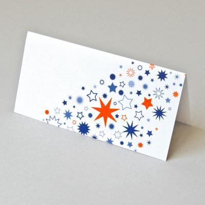 Weihnachtskarte: blaue und orange Sterne