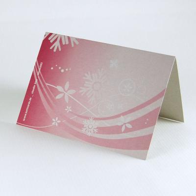 Graupappe-Weihnachtskarte: Schneekristalle (roter Druck)