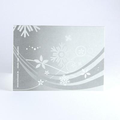silberne Recycling-Weihnachtskarte: Schneekristalle