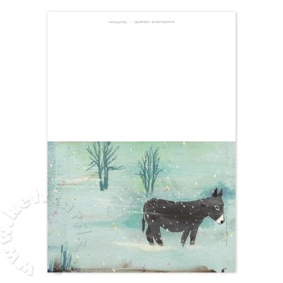 Weihnachtskarte: Eselchen im Schnee