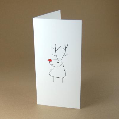 Weihnachtskarte: Rudolf mit roter Nase