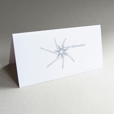silberne Weihnachtskarte für Firmen: Liebe, Glück, Kraft