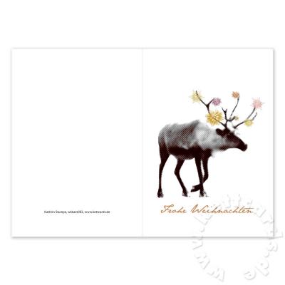 Design-Weihnachtskarte: Frohe Weihnachten + Rentier
