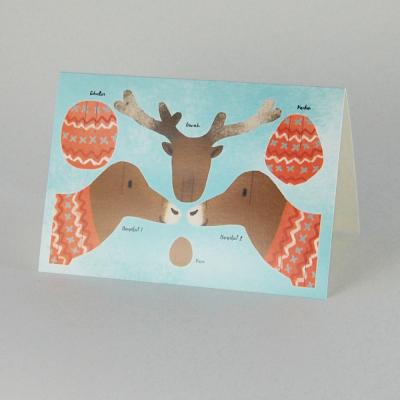 Weihnachtskarte mit Bastelbogen: Rentierkopf