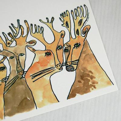 Weihnachtskarte: Rudolf und seine Freunde