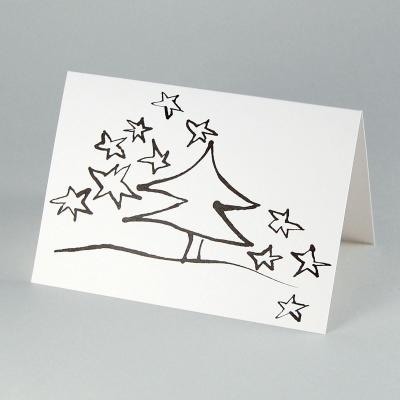 Weihnachtskarte zum Ausmalen: Baum mit Sternen