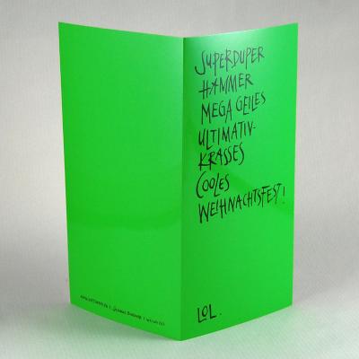 grüne Weihnachtskarte mit Text: Superduper ...