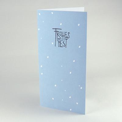 blaue Recycling-Weihnachtskarte: Frohes Fest
