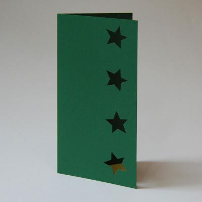 dunkelgrüne Weihnachtskarte: gestanzte Sterne