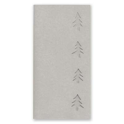 graue Weihnachtskarte: gestanzte Bäume