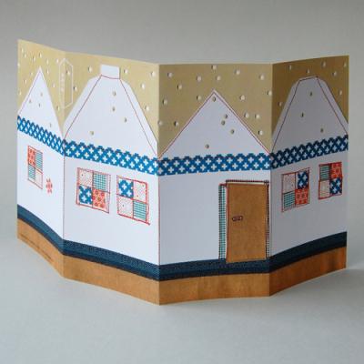 Weihnachtskarte zum Basteln: winterliches Haus