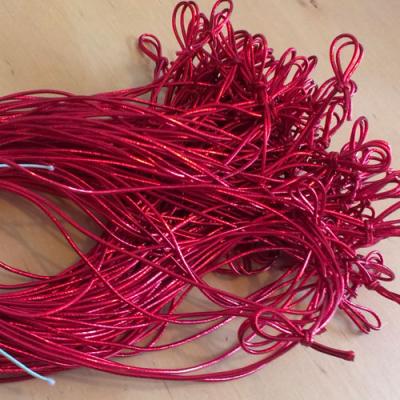 100 elastische Kordeln in Metallic-Rot, 21 cm