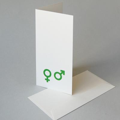 10 Hochzeitskarten mit Umschlägen: Symbole für Mann und Frau
