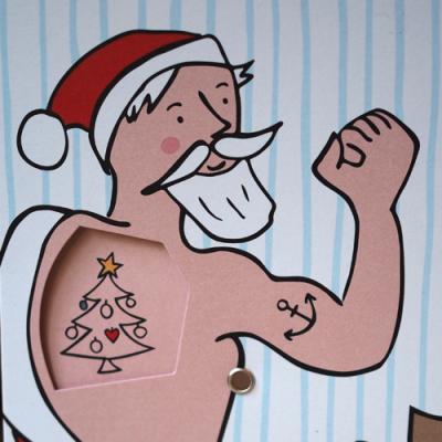 10 Recycling-Weihnachtskarten mit Umschlägen: Tattoos