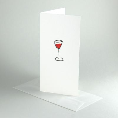 10 Einladungskarten mit Kuverts: Weinglas