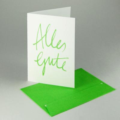 10 Recycling-Glückwunschkarten mit grünen Umschlägen: Alles Gute