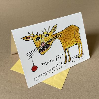 6 Weihnachtskarten mit ockerfarbenen Recycling-Kuverts: Frohes Fest