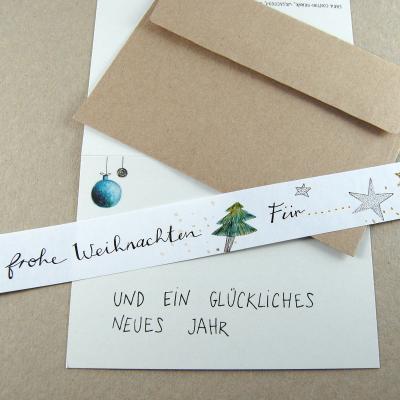 10 Recycling-Weihnachtskarten mit Umschlag und Banderole