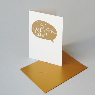 Viel Glück viel Segen! - Recycling-Glückwunschkarte mit goldenem Kuvert