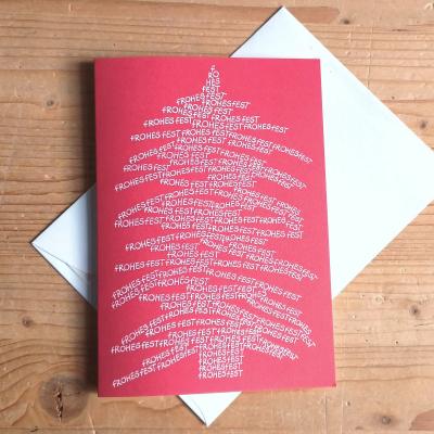 10 rote Weihnachtskarten mit weißen Umschlägen: Frohes Fest