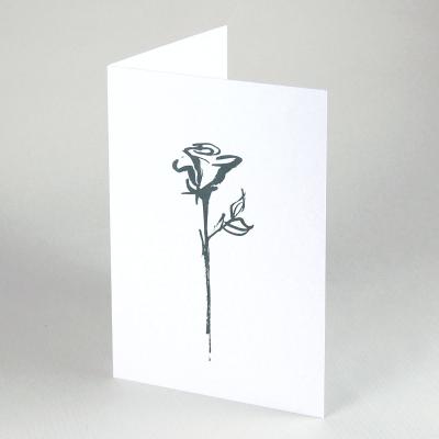 10 Recycling-Trauerkarten mit grauen Kuverts: Rose