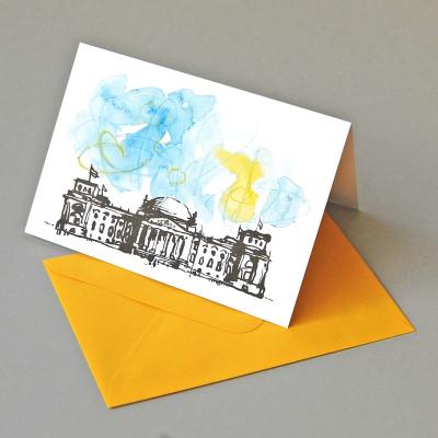 10 Berlinkarten mit gelben Kuverts: Bundestag / Reichstag