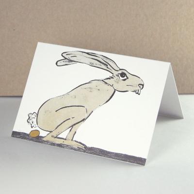10 Künstler-Osterkarten mit Umschlägen: Hase legt ein goldenes Ei