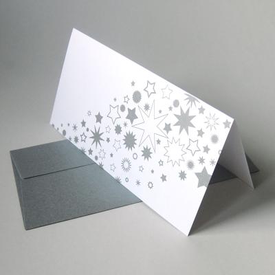 10 Weihnachtskarten mit silbernen Kuverts: Sterne